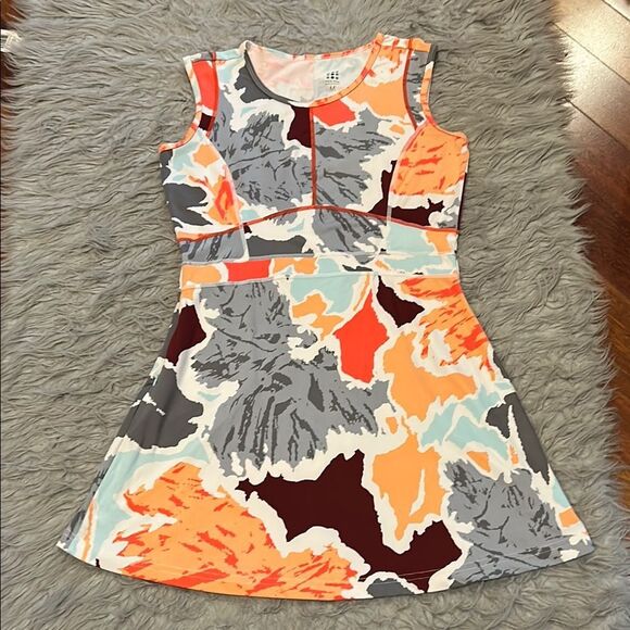 Title Nine Wren Gray, Orange, Light Blue and Maroon Athletic Dress - Picture 1 of 5